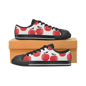 red apples white background Kids' Boys' Girls' Low Top Canvas Shoes Black