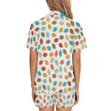Colorful american football ball pattern Women's V-Neck Short Pajama Set