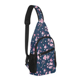 Pink sakura cherry blossom blue background All Over Print Chest Bag