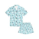 Seagull Pattern Print Design 01 Kids' Boys' Girls' V-Neck Short Pajama Set