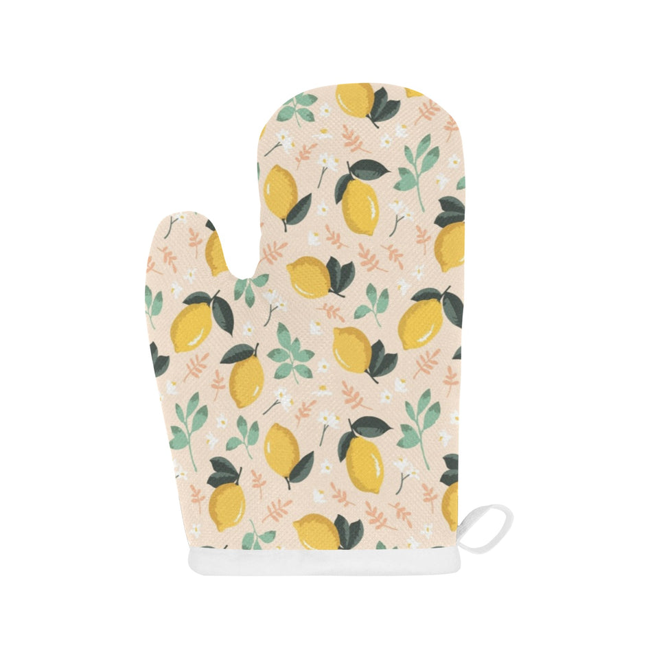 lemon flower leave pattern Heat Resistant Oven Mitts