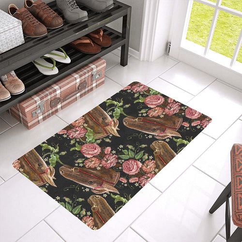 Horse head wild roses pattern Doormat