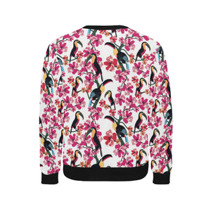 Toucan flower design pattern Men's Crew Neck Sweatshirt