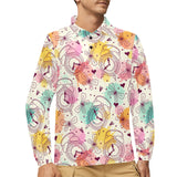 Clock butterfly pattern Men's Long Sleeve Polo Shirt