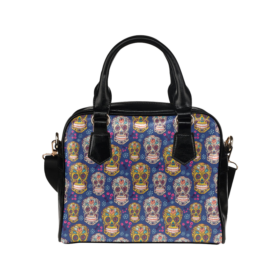 Sugar skull flower pattern Shoulder Handbag