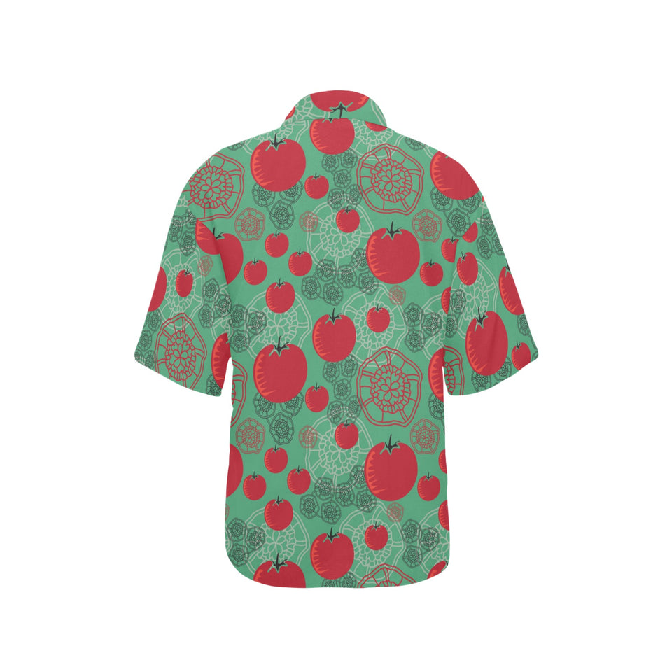 Tomato design pattern Women's All Over Print Hawaiian Shirt