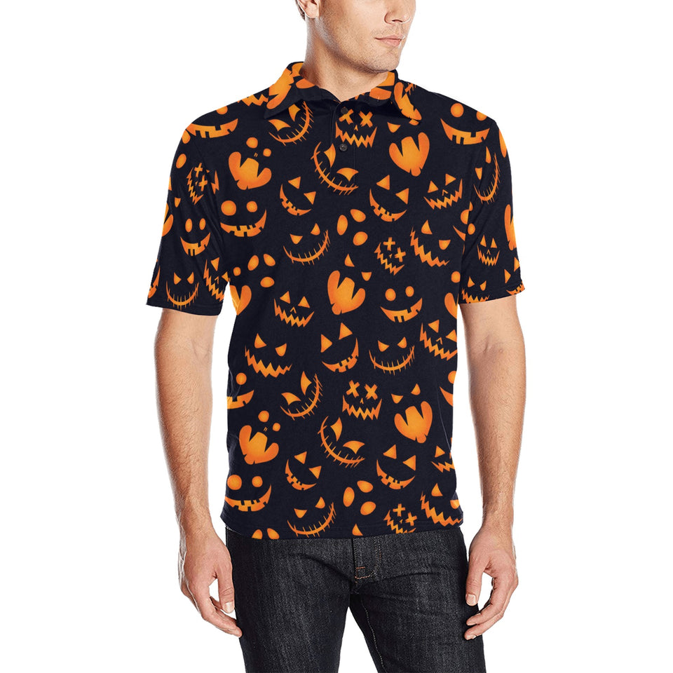 Halloween pattern Pumpkin background Men's All Over Print Polo Shirt