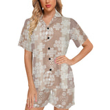 Beautiful hexagon japanese pattern Women's V-Neck Short Pajama Set
