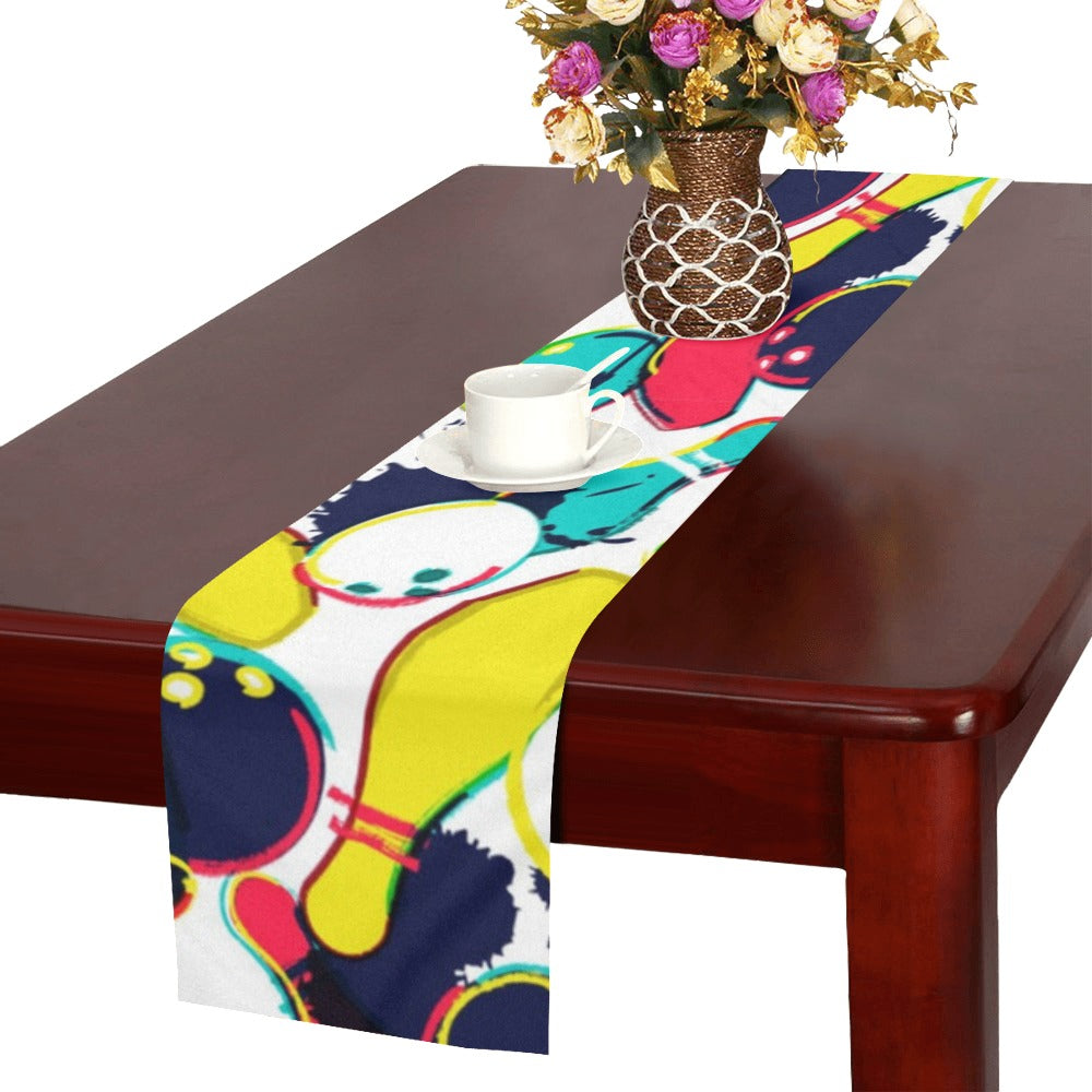 watercolor bowling ball pins Table Runner