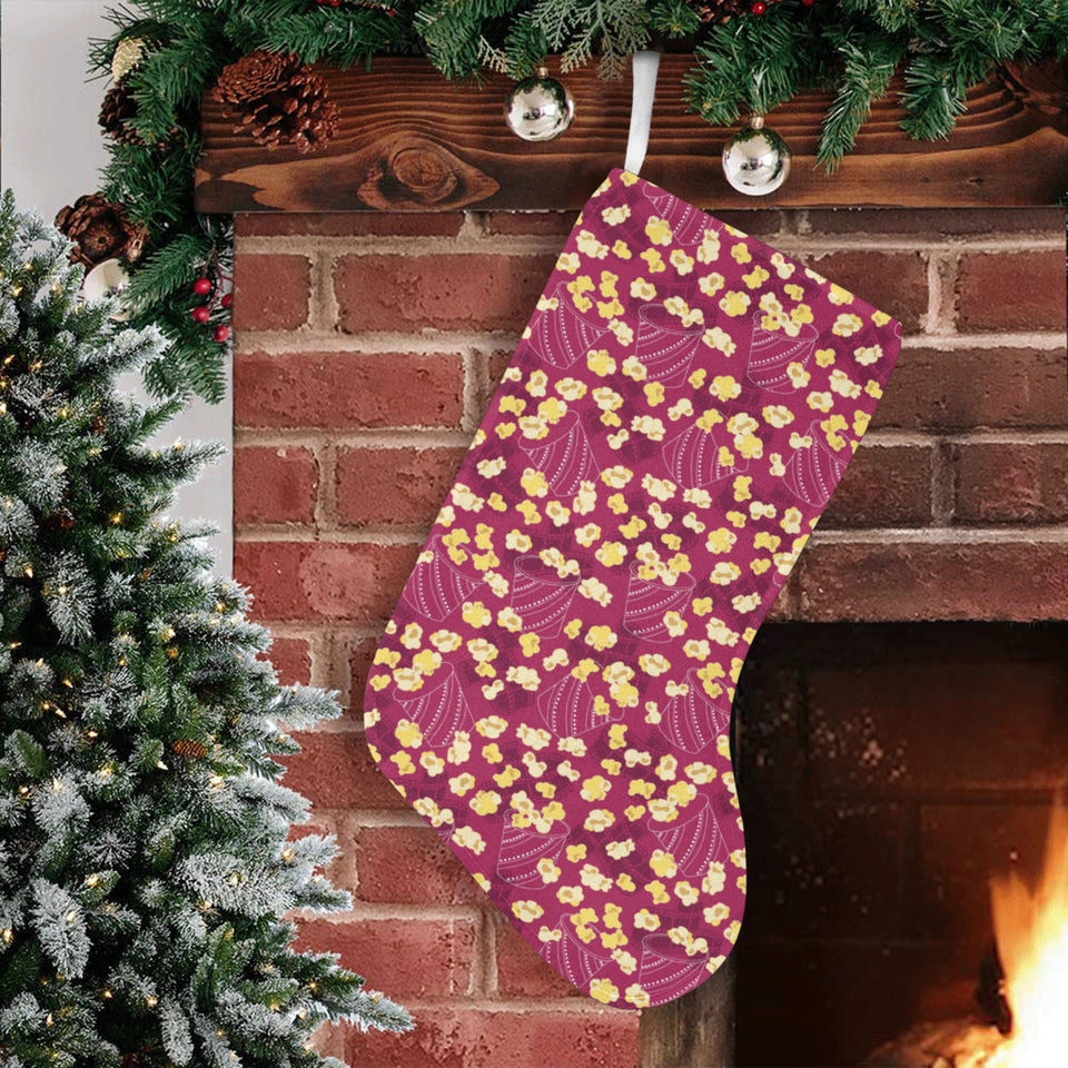 Popcorn Pattern Print Design 02 Christmas Stocking