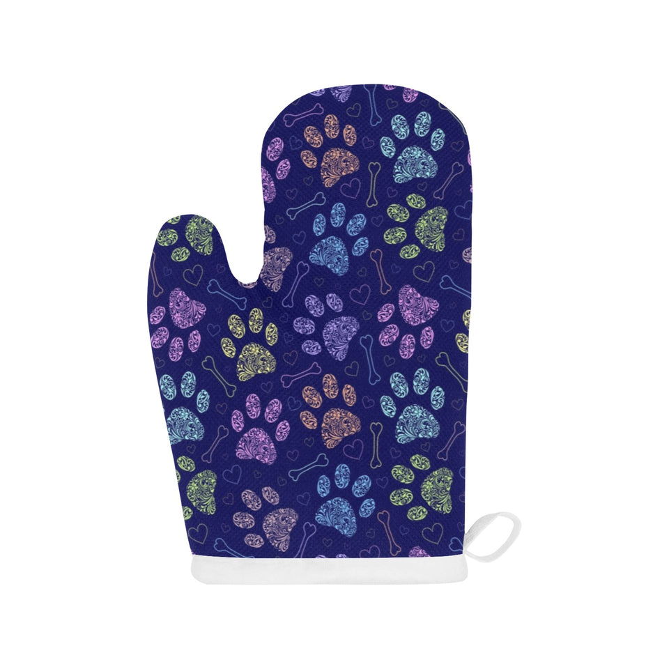 Dog Paws Pattern Print Design 02 Heat Resistant Oven Mitts