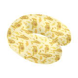 Saxophone cornet pattern yellow background U-Shaped Travel Neck Pillow