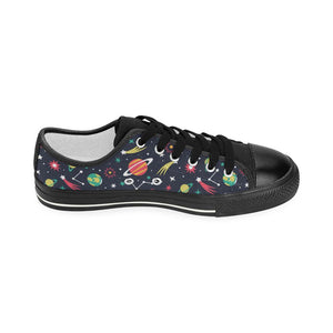 colorful space pattern planet star Kids' Boys' Girls' Low Top Canvas Shoes Black