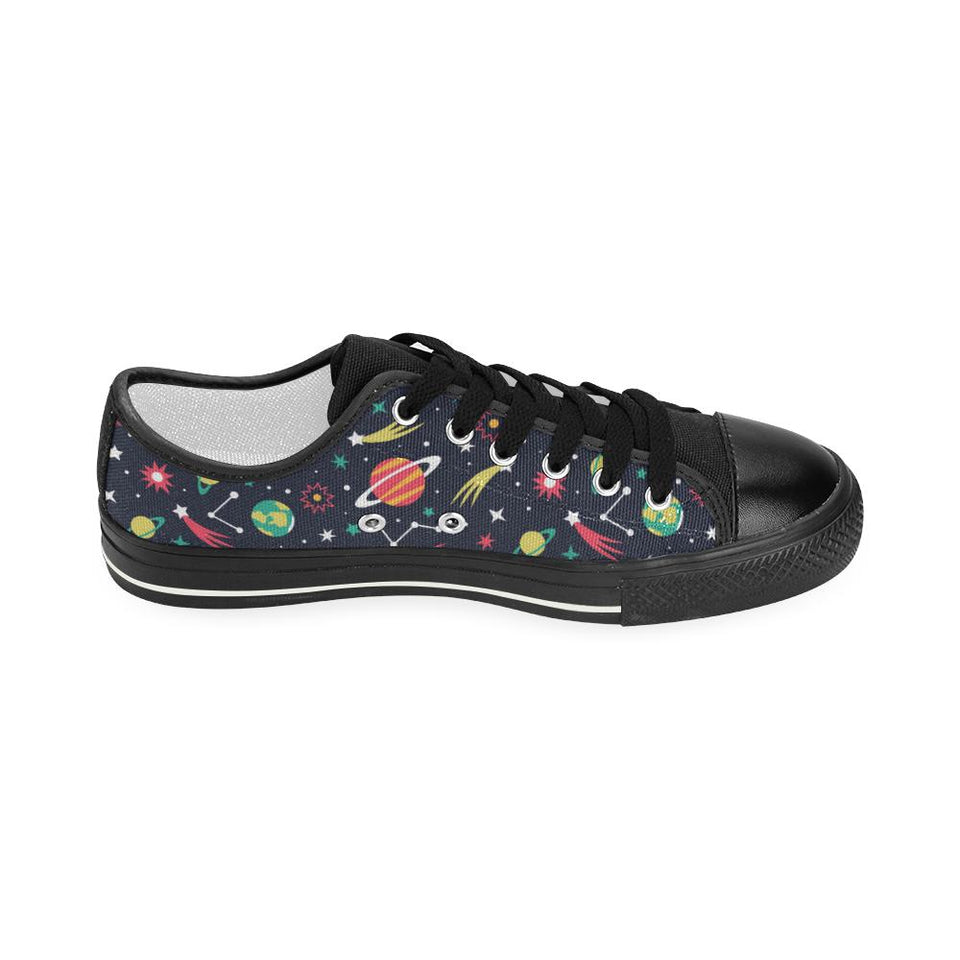 colorful space pattern planet star Kids' Boys' Girls' Low Top Canvas Shoes Black