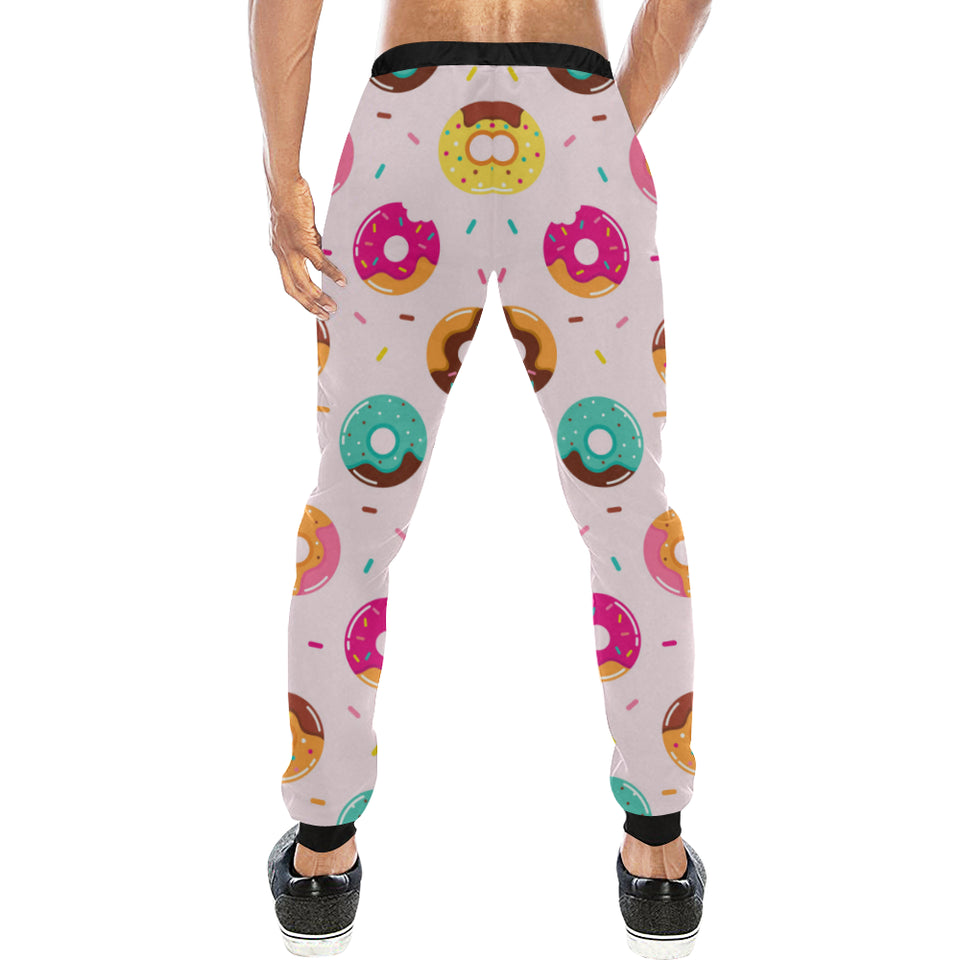 Donut pattern glaze pink background Unisex Casual Sweatpants
