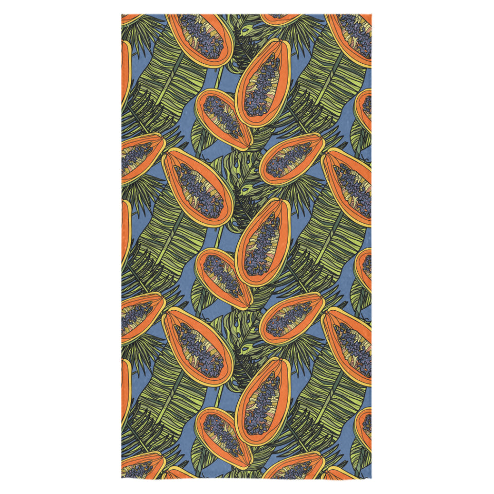 Colorful papaya tropical leaves Bath Towel