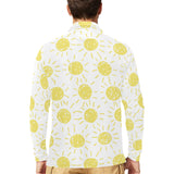 hand drawn sun pattern Men's Long Sleeve Polo Shirt
