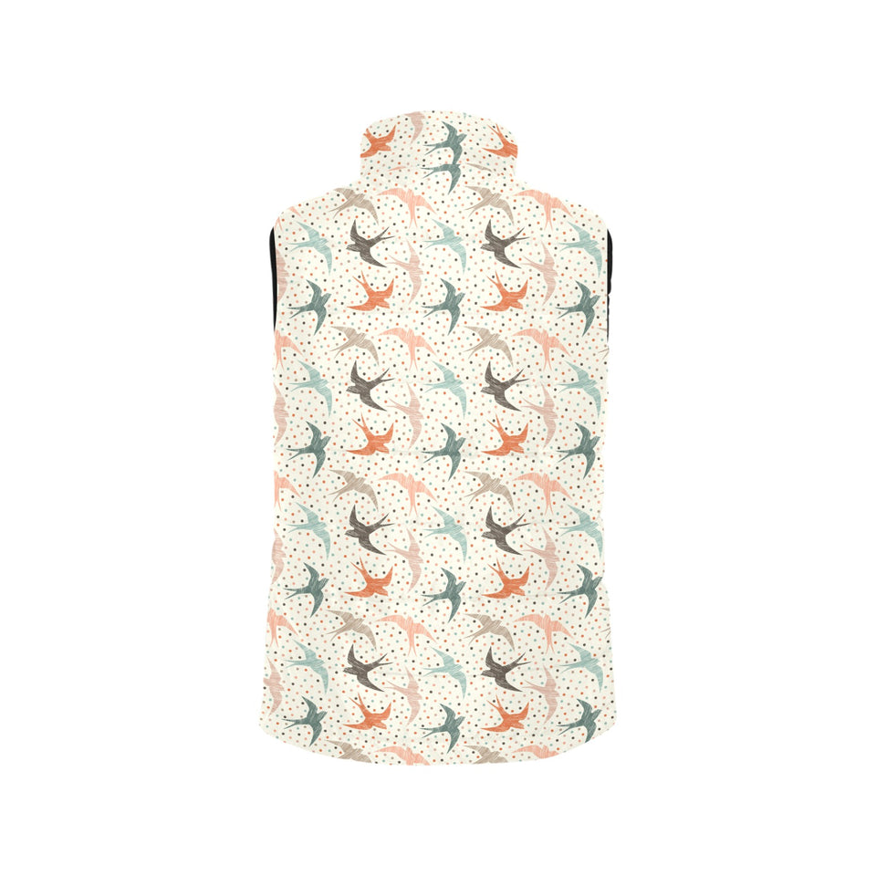 Swallow Pattern Print Design 02 Women's Padded Vest