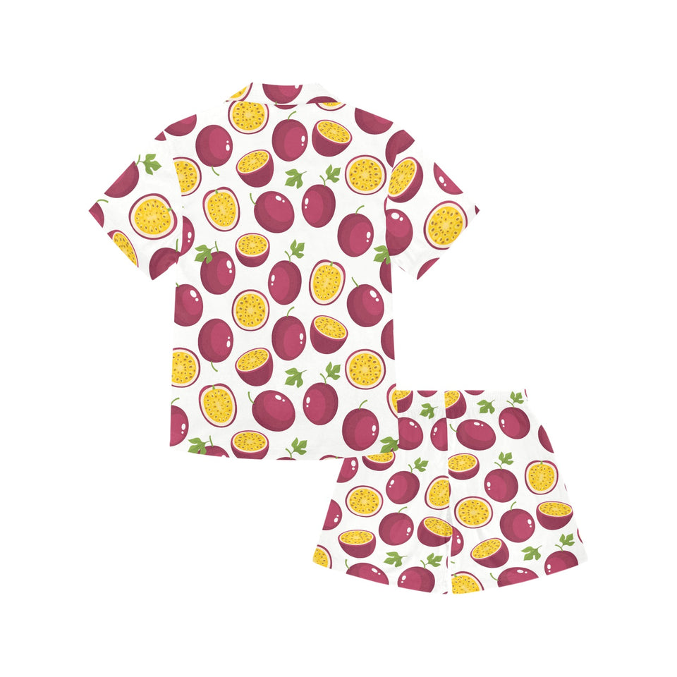 Passion fruit design pattern Kids' Boys' Girls' V-Neck Short Pajama Set