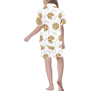 Sketch style cookie pattern Kids' Boys' Girls' V-Neck Short Pajama Set