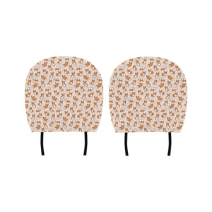 Cute Corgis Pattern pink background Car Headrest Cover