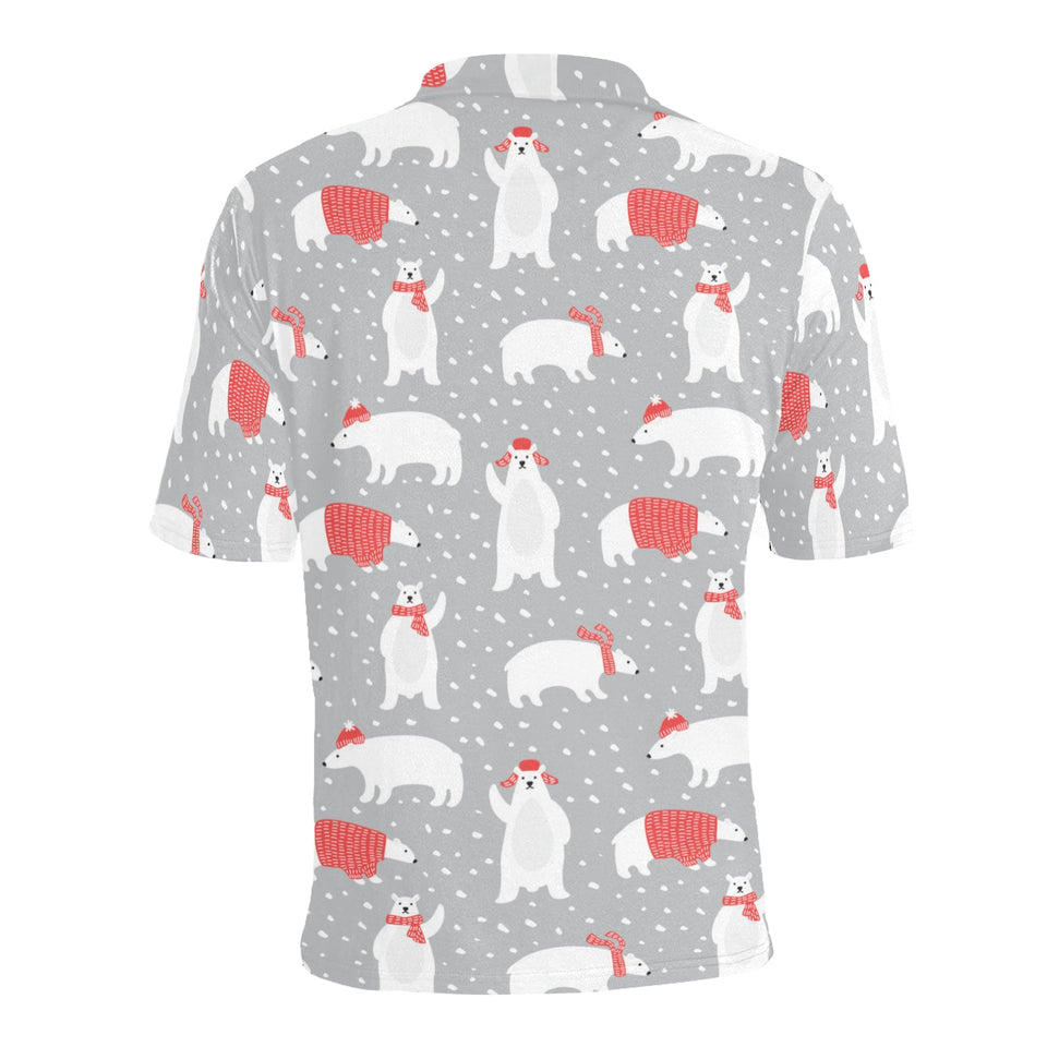 Cute polar bear christmas snow pattern Men's All Over Print Polo Shirt
