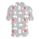 Cute polar bear christmas snow pattern Men's All Over Print Polo Shirt