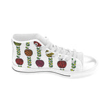 colorful apples leave zebra stripe Men's High Top Canvas Shoes White