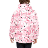 Pink flamingos pattern background Kids' Boys' Girls' Padded Hooded Jacket