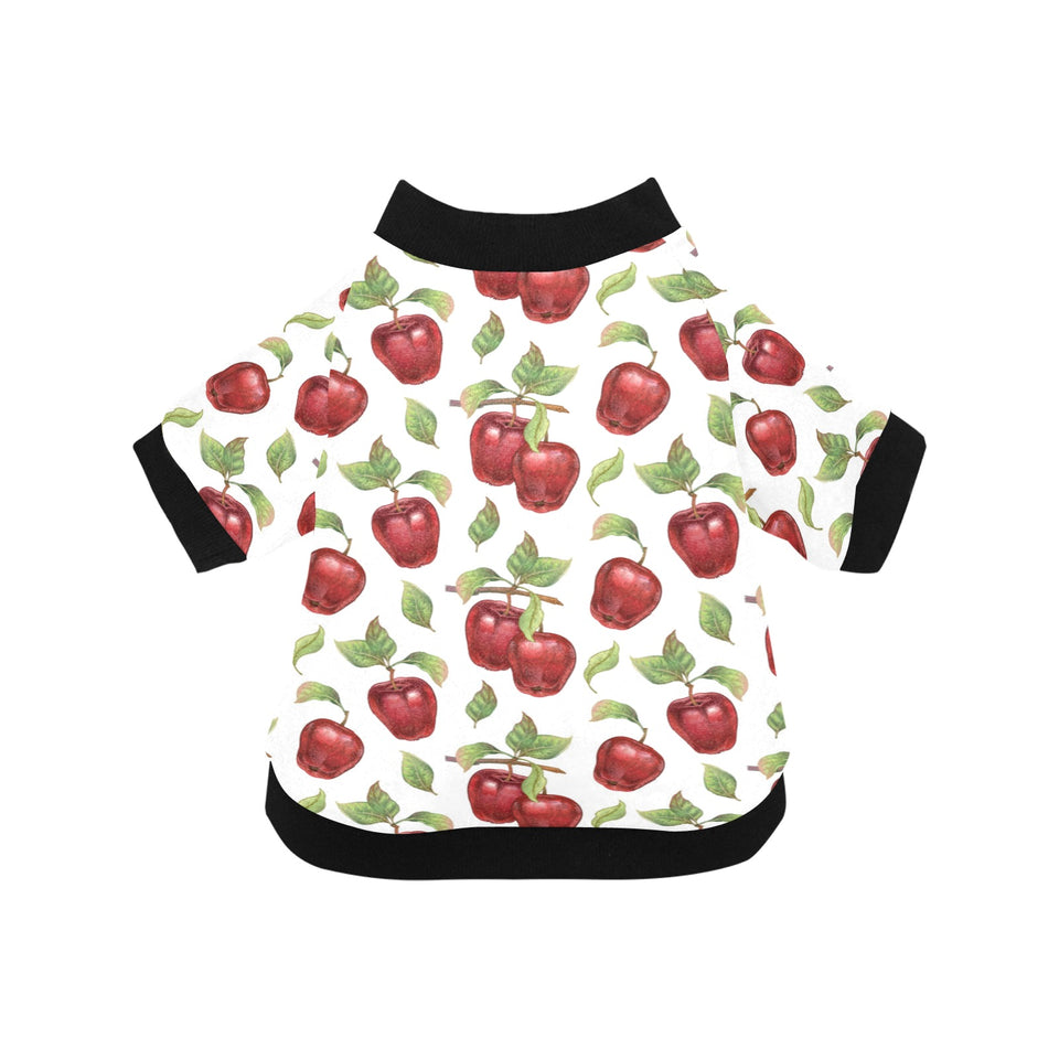 Red apples pattern All Over Print Pet Dog Round Neck Fuzzy Shirt