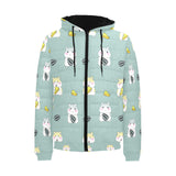 Cute hamster cheese pattern Men's Padded Hooded Jacket