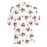 Cute pugs pink heart paw pattern Men's All Over Print Polo Shirt