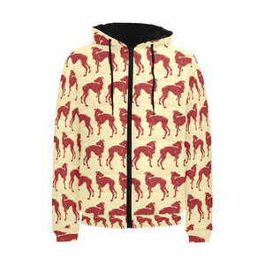 Greyhound Pattern Print Design 04 Men's Padded Hooded Jacket