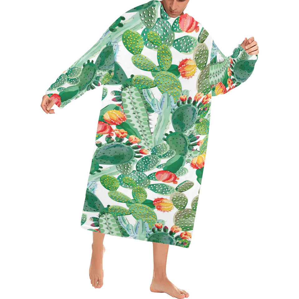 Cactus design pattern copy Blanket Robe with Sleeves