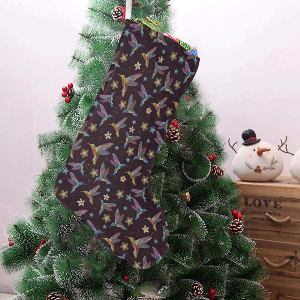 Hummingbird Pattern Print Design 04 Christmas Stocking