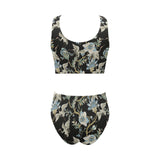 Japanese crane ornament elements Chest Bowknot High Waisted Bikini Swimsuit