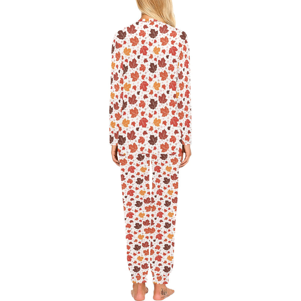 Colorful Maple Leaf pattern Women's All Over Print Pajama Set