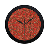 Red Tomato Pattern Elegant Black Wall Clock