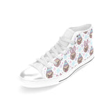 Cute pug hat rabbit costume pattern Women's High Top Canvas Shoes White