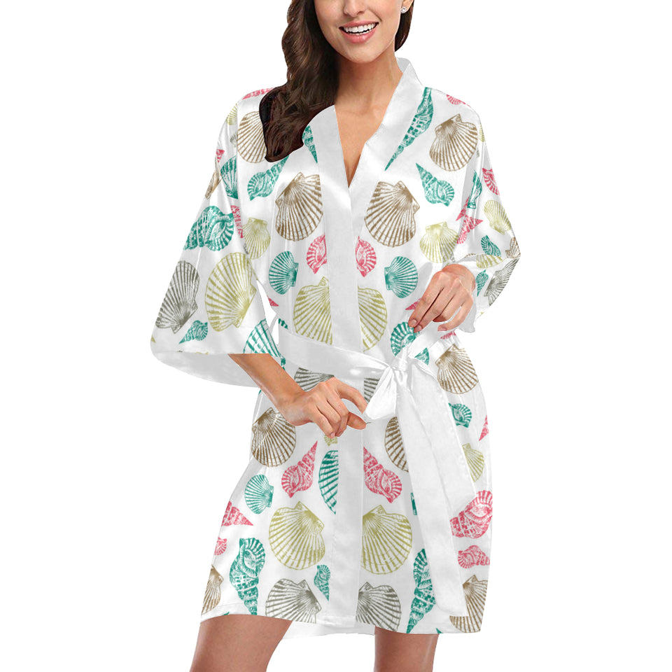 Colorful shell pattern Women's Short Kimono Robe