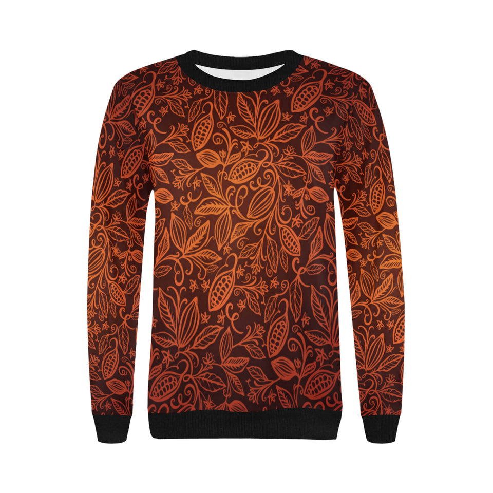 cacao beans tribal polynesian pattern Women's Crew Neck Sweatshirt