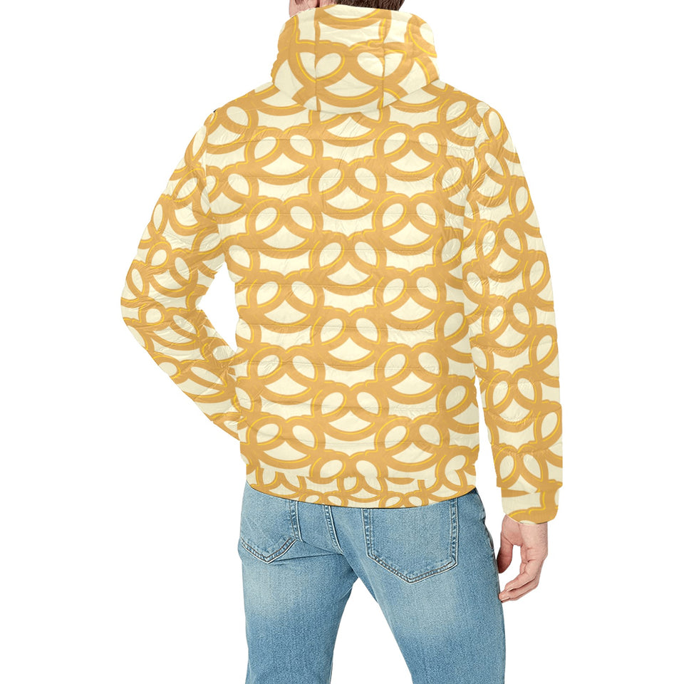 Pretzels Pattern Print Design 01 Men's Padded Hooded Jacket