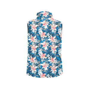 Hibiscus Pattern Print Design 02 Women's Padded Vest