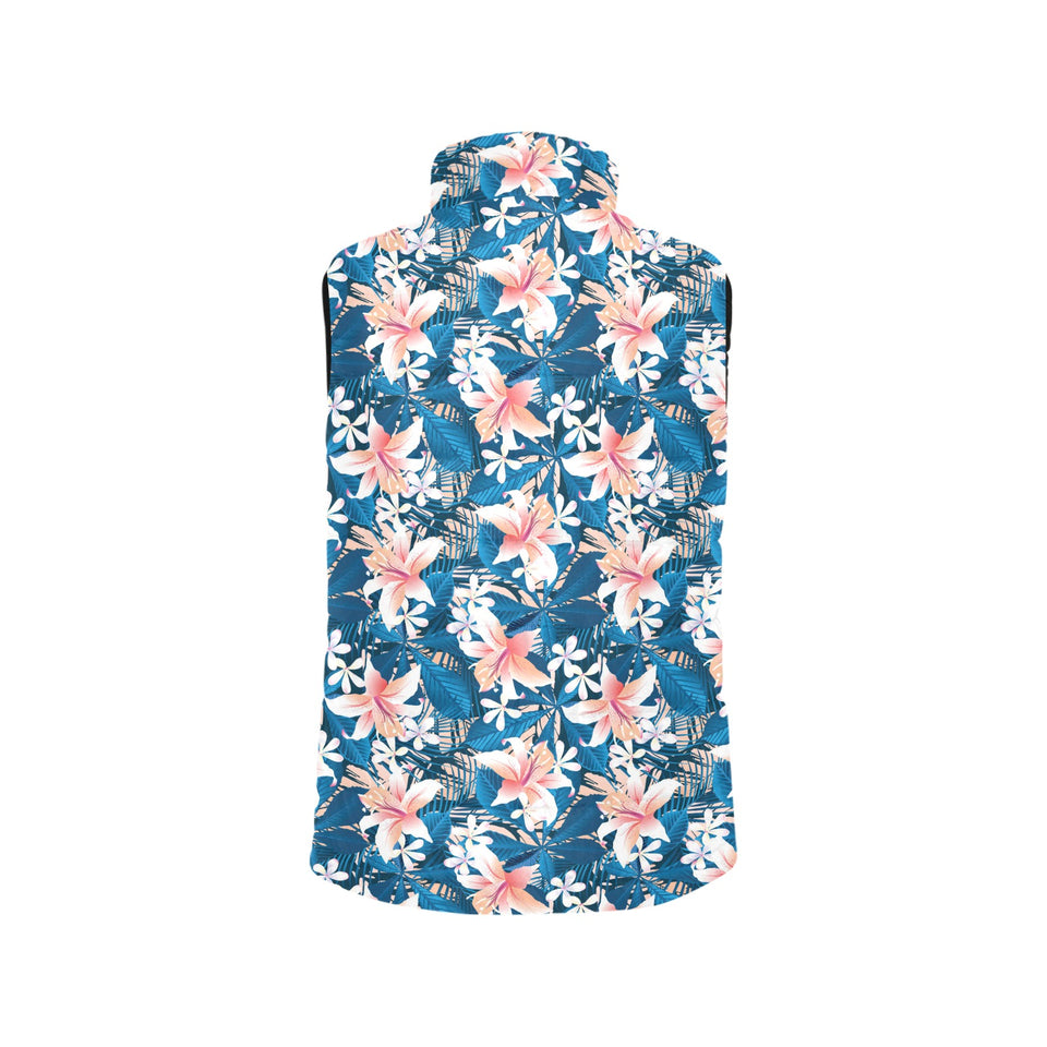 Hibiscus Pattern Print Design 02 Women's Padded Vest
