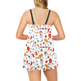 Canada Pattern Print Design 03 Chest Sexy Pleated Two Piece Swim Dress
