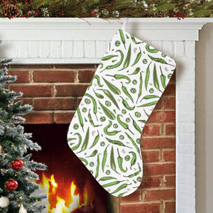 Hand drawn sketch style green Chili peppers patter Christmas Stocking