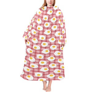 Fried Eggs Pattern Print Design 03 Blanket Robe with Sleeves