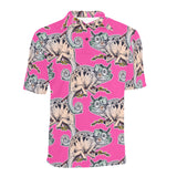Chameleon lizard pattern pink background Men's All Over Print Polo Shirt