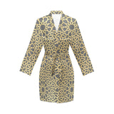 arabic star gold pattern Women's Long Sleeve Belted Night Robe