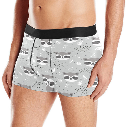 Cute raccoons leaves dot Men's All Over Print Boxer Briefs Men's Underwear